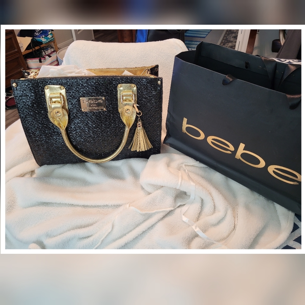 BEBE Black & Gold purse